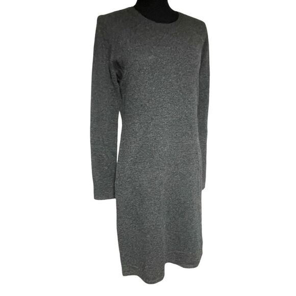 Nouveaux Gray 100% Cashmere Long Sleeve Midi Dress - Picture 1 of 7
